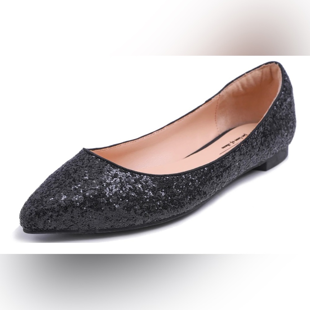 Feversole Women's Sparkle Memory Foam pointed Flats